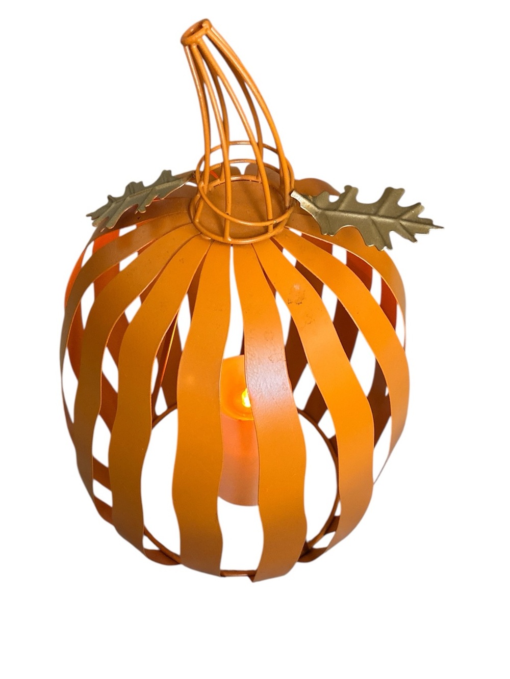 Metal Pumpkin Lantern - Fall Halloween Thanksgiving Home Accent